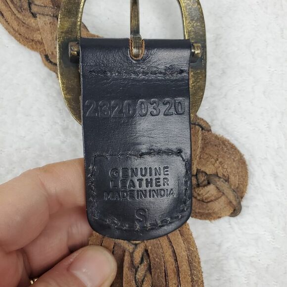 Jessica Simpson Leather Braided Belt Two Tone Brown Size Small - Picture 5 of 9